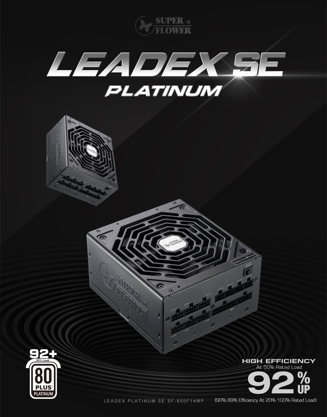 Super Flower Leadex Platinum 850W 80+ Platinum, 10 Years Warranty, ECO  Fanless & Silent Mode, Full Modular Power Supply, Dual Ball Bearing Fan,